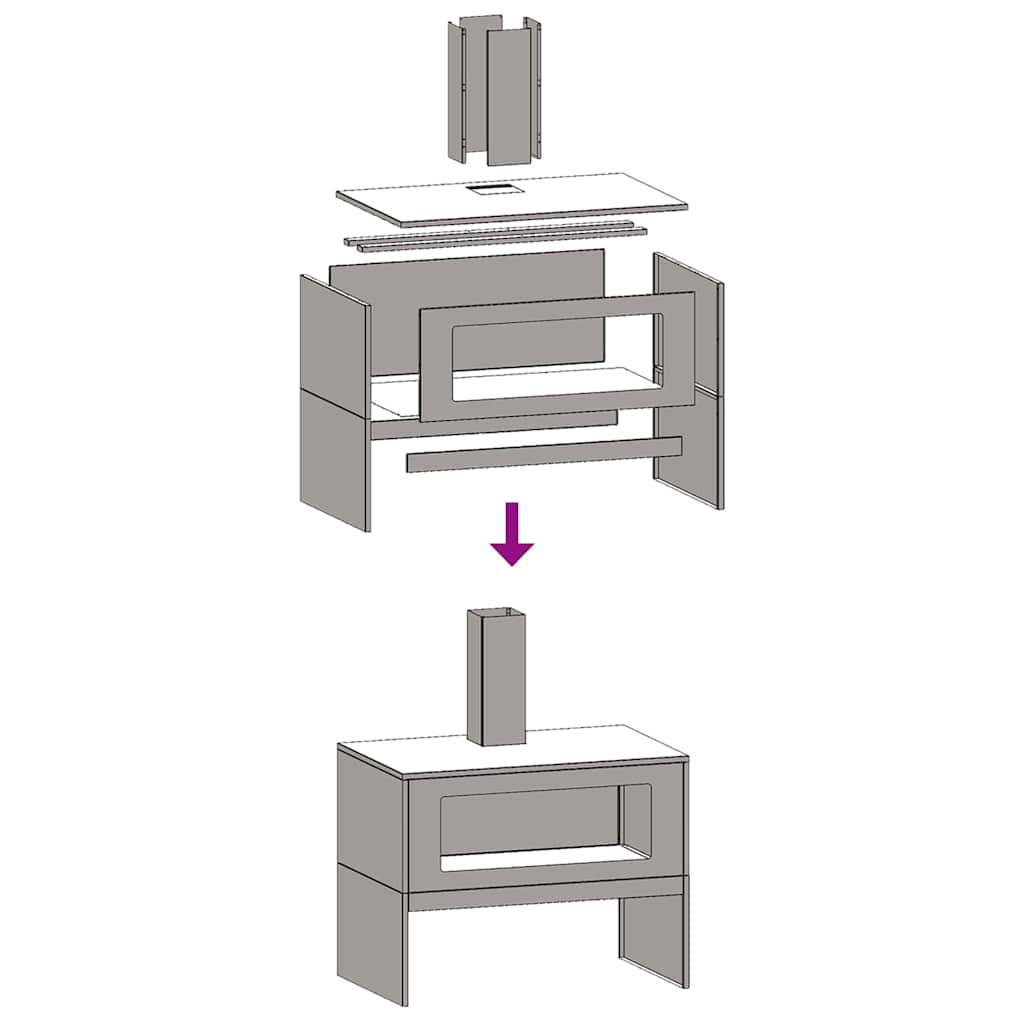 Focolare Nero 80 x 50 x 96 cm Acciaio laminato a freddo