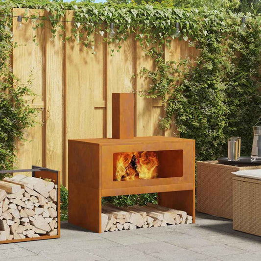 Focolare Marrone 80 x 50 x 96 cm acciaio corten