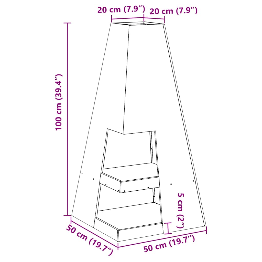 Focolare Nero 50 x 50 x 100 cm Acciaio | homemem39