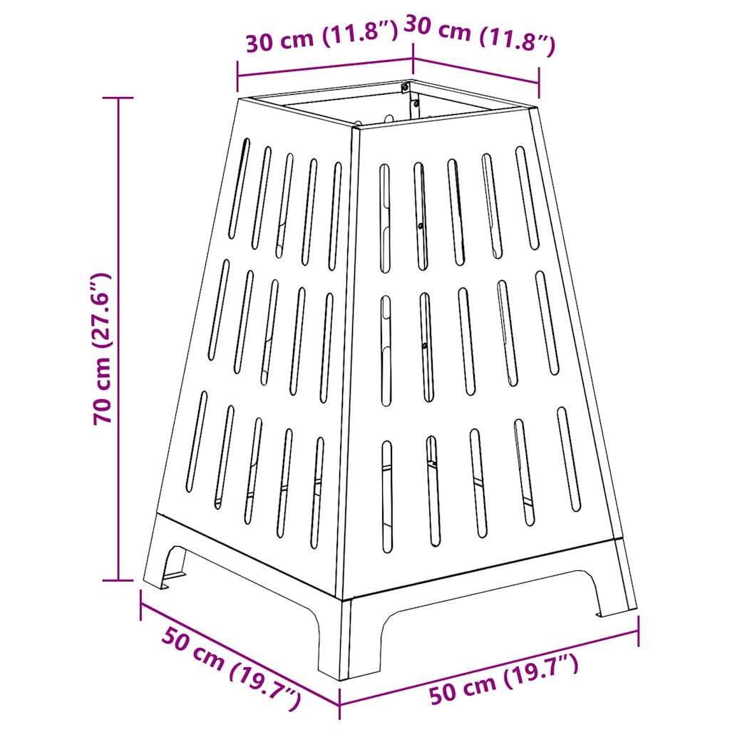 Focolare Nero 50 x 50 x 70 cm Acciaio laminato a freddo