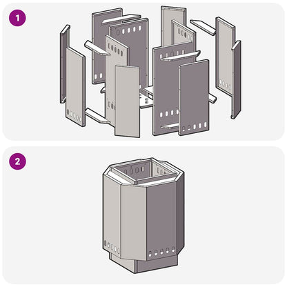 Focolare Senza Fumi Nero 48 x 48 x 51 cm Acciaio