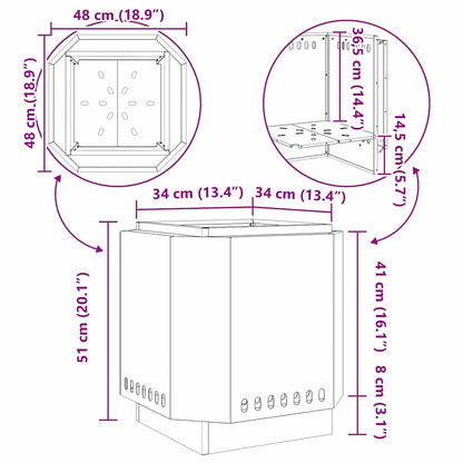 Focolare Senza Fumi Nero 48 x 48 x 51 cm Acciaio