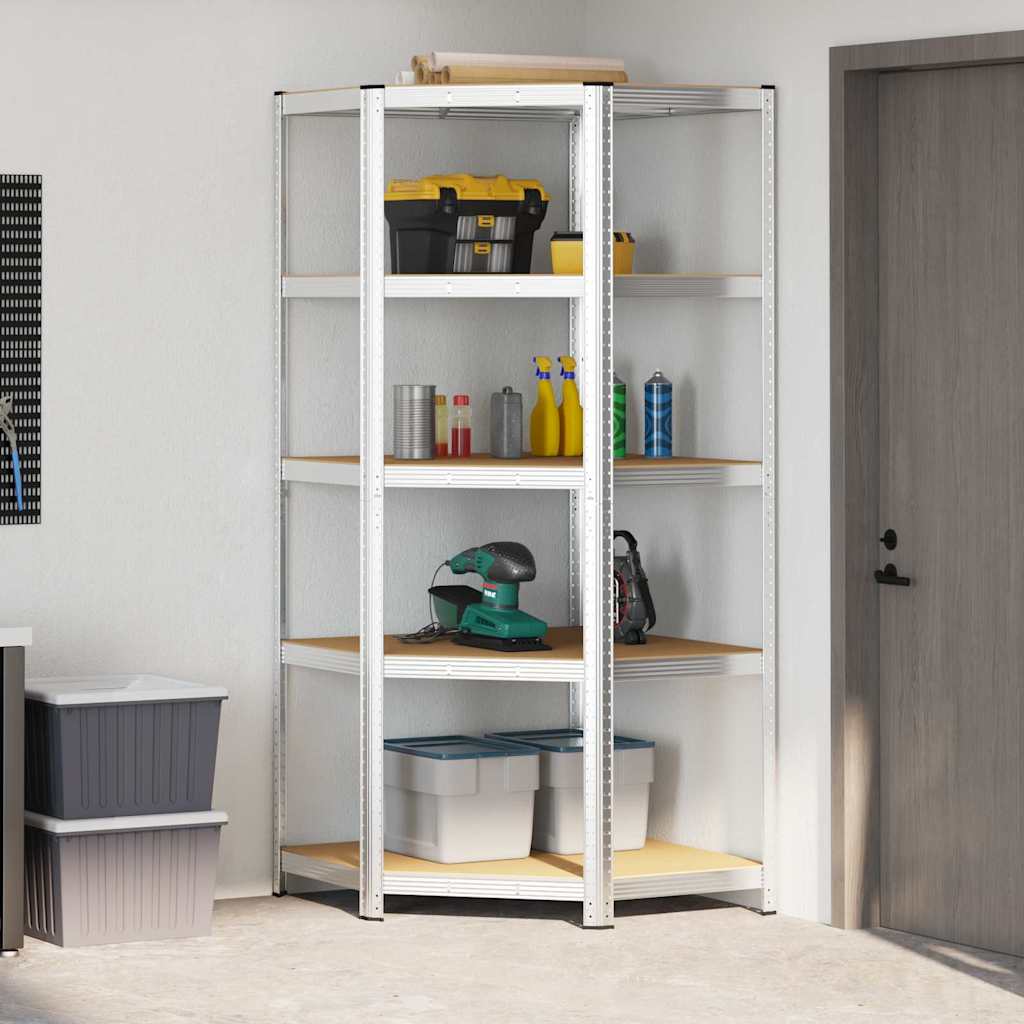 Mensola angolare Argento 90 x 90 x 198 cm Legno multistrato | homemem39