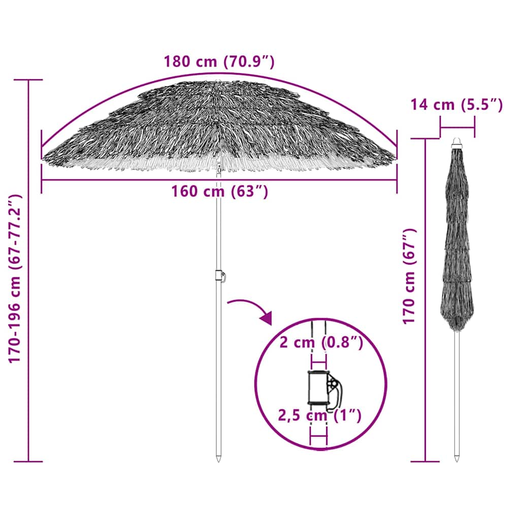 Ombrello da giardino 160 x 160 x 196 cm | homemem39