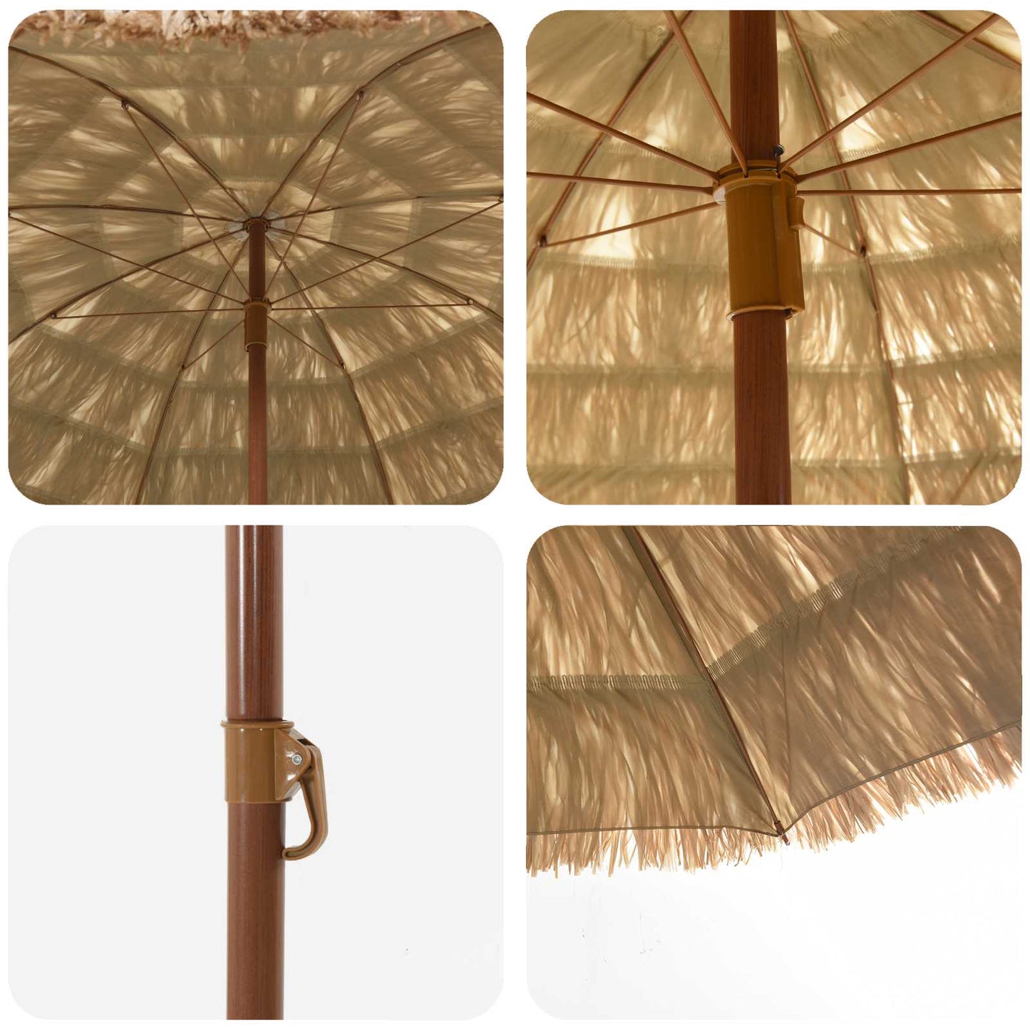 Ombrellone da Spiaggia Naturale 255 x 255 x 255 cm