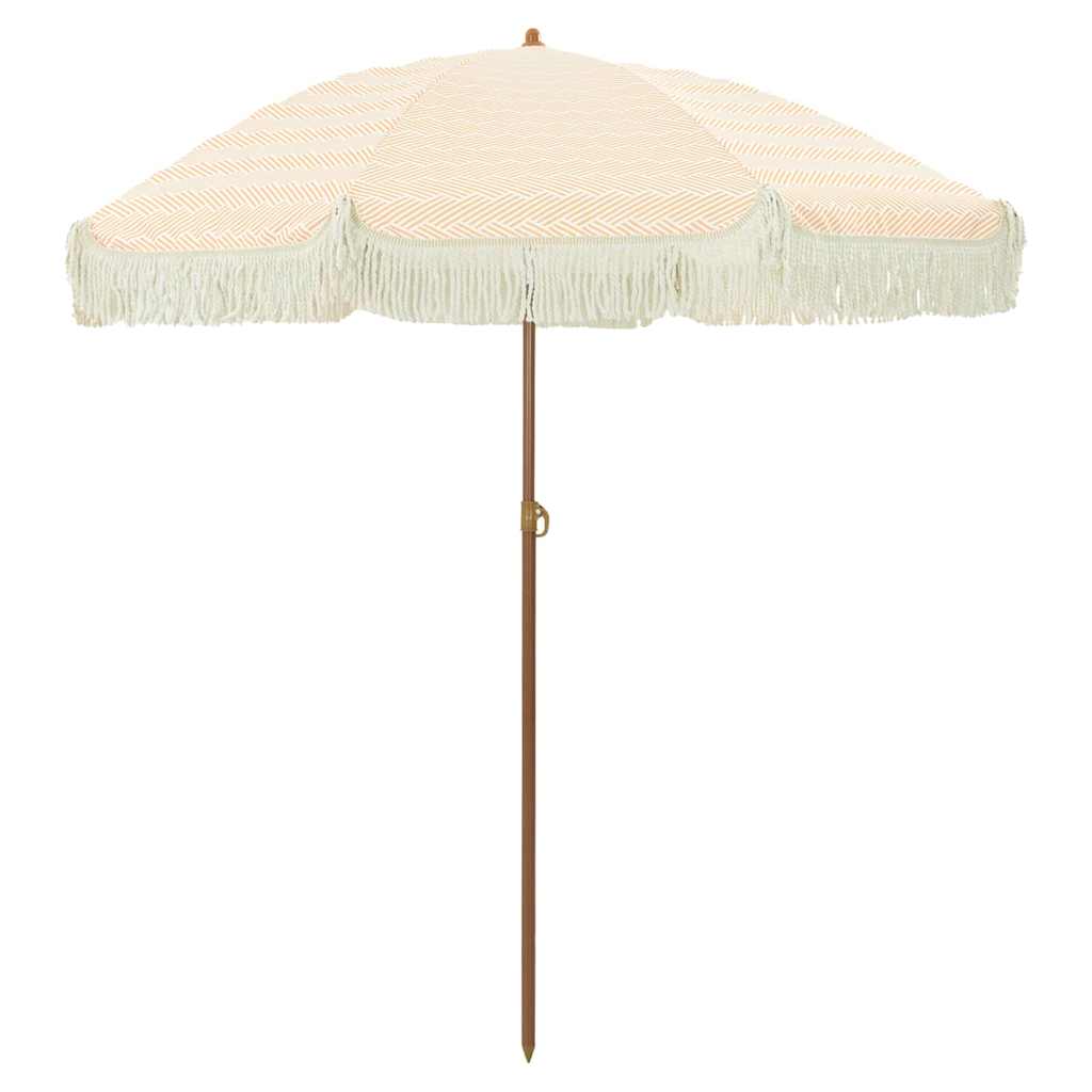 Ombrellone da Spiaggia Giallo e Bianco 160 x 160 x 196 cm | homemem39