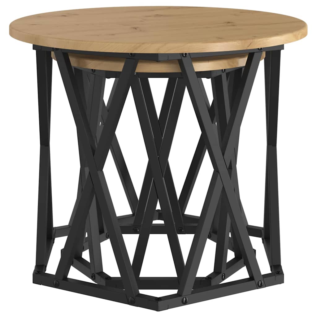 Tavolo laterale 2 pcs rovere artigianale 50 x 50 x 40 cm