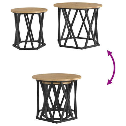 Tavolo laterale 2 pcs rovere artigianale 50 x 50 x 40 cm