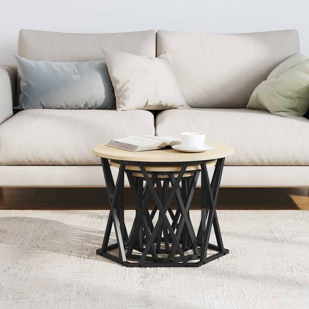 Tavolo Laterale Nesting 3 pcs rovere sonoma 53 x 53 x 40 cm