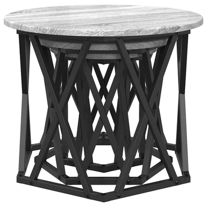 Tavolo Laterale Nesting 3 pcs Grigio sonoma 53 x 53 x 40 cm