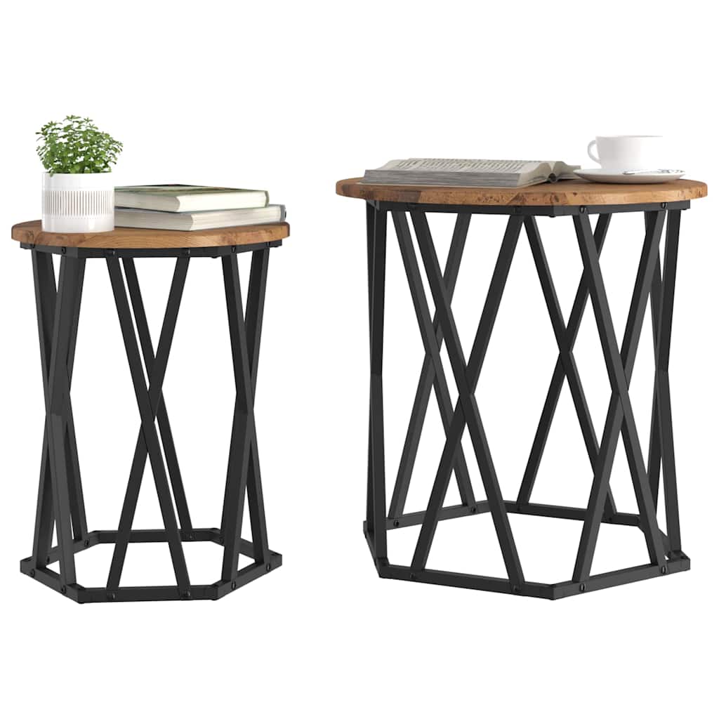 Tavolino da salotto 2 pcs Legno vecchio 50 x 50 x 50 cm