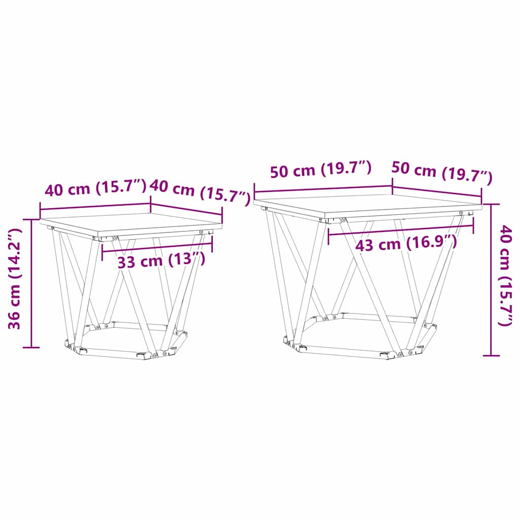 Set tavolini 2 pcs Grigio Sonoma Legno ingegnerizzato e acciaio | homemem39