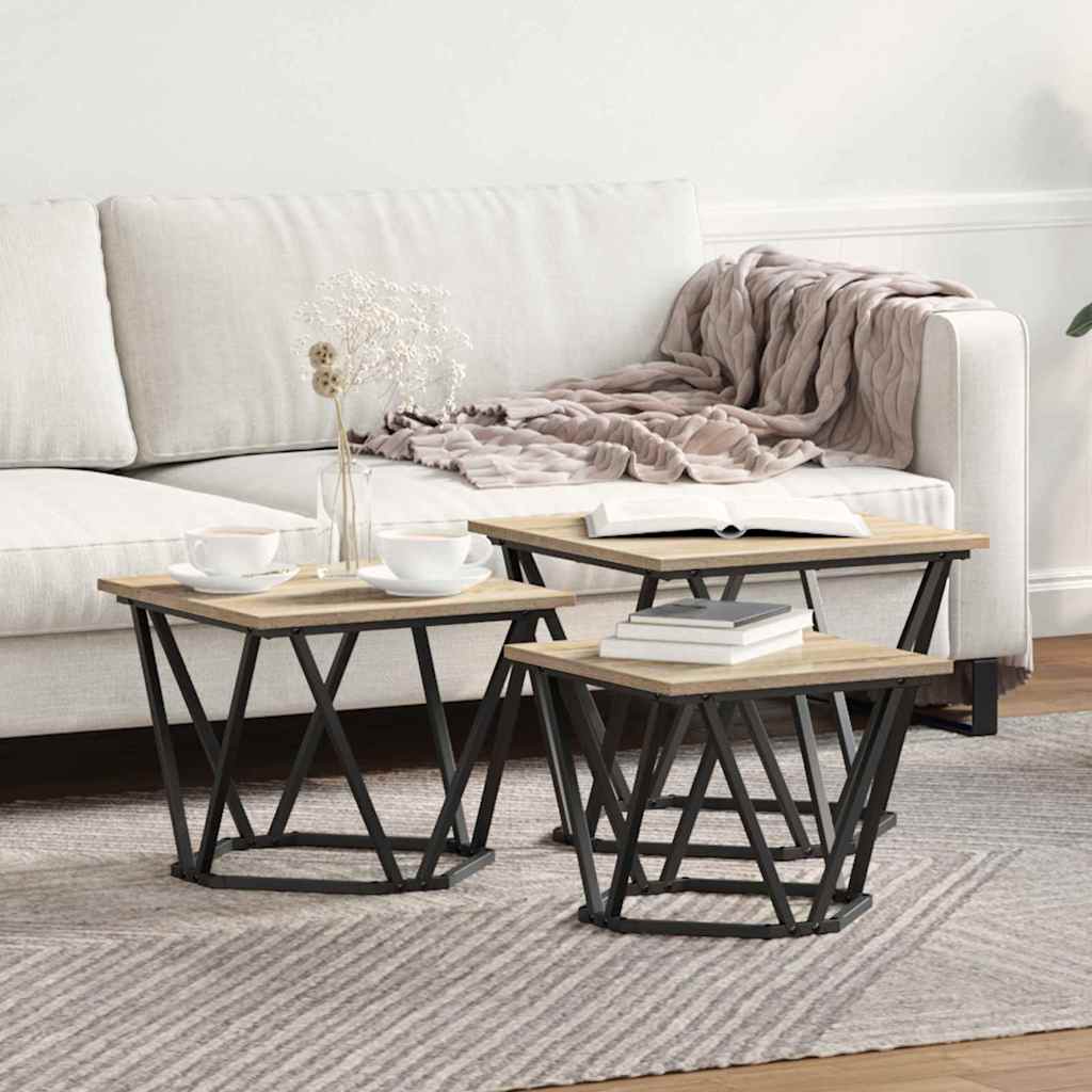 Tavolino da salotto 3 pcs Rovere Sonoma | homemem39