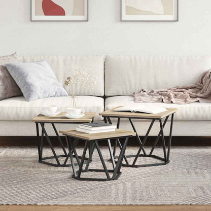 Tavolino da salotto 3 pcs Rovere Sonoma | homemem39