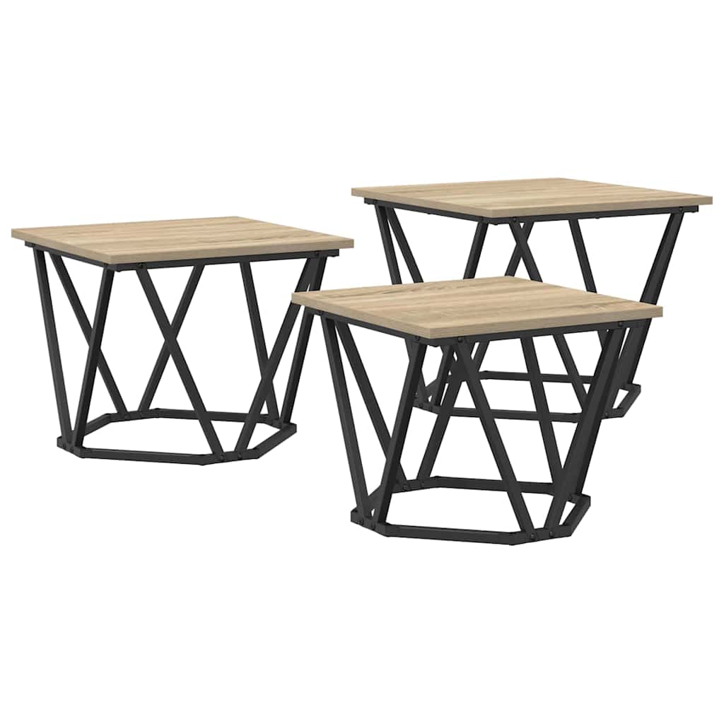 Tavolino da salotto 3 pcs Rovere Sonoma | homemem39