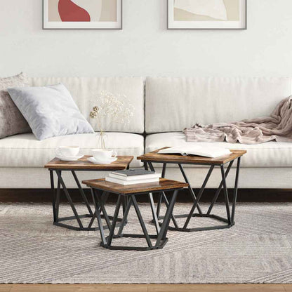 Tavolino da salotto 3 pcs Rovere fumé | homemem39
