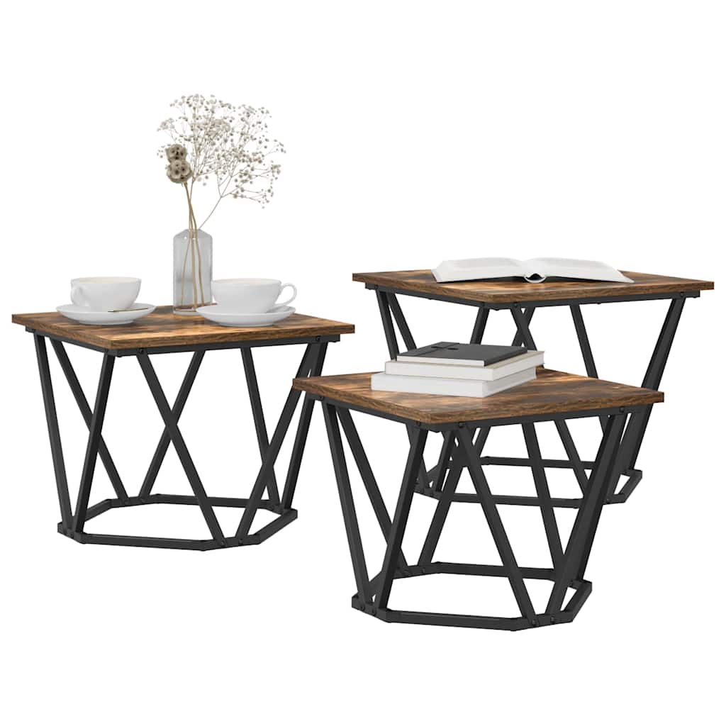 Tavolino da salotto 3 pcs Rovere fumé | homemem39