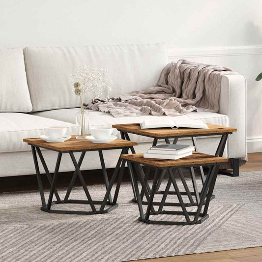 Tavolino da salotto 3 pcs Legno vecchio | homemem39
