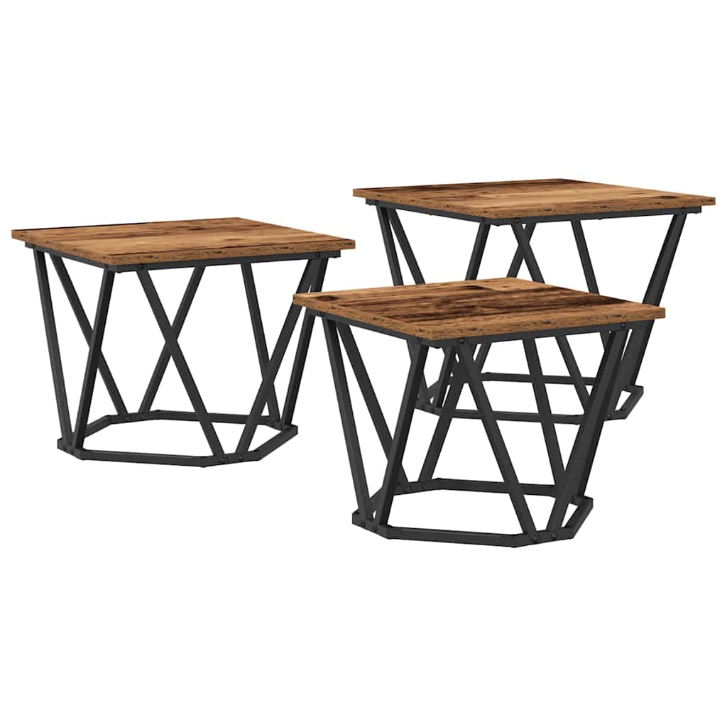 Tavolino da salotto 3 pcs Legno vecchio | homemem39