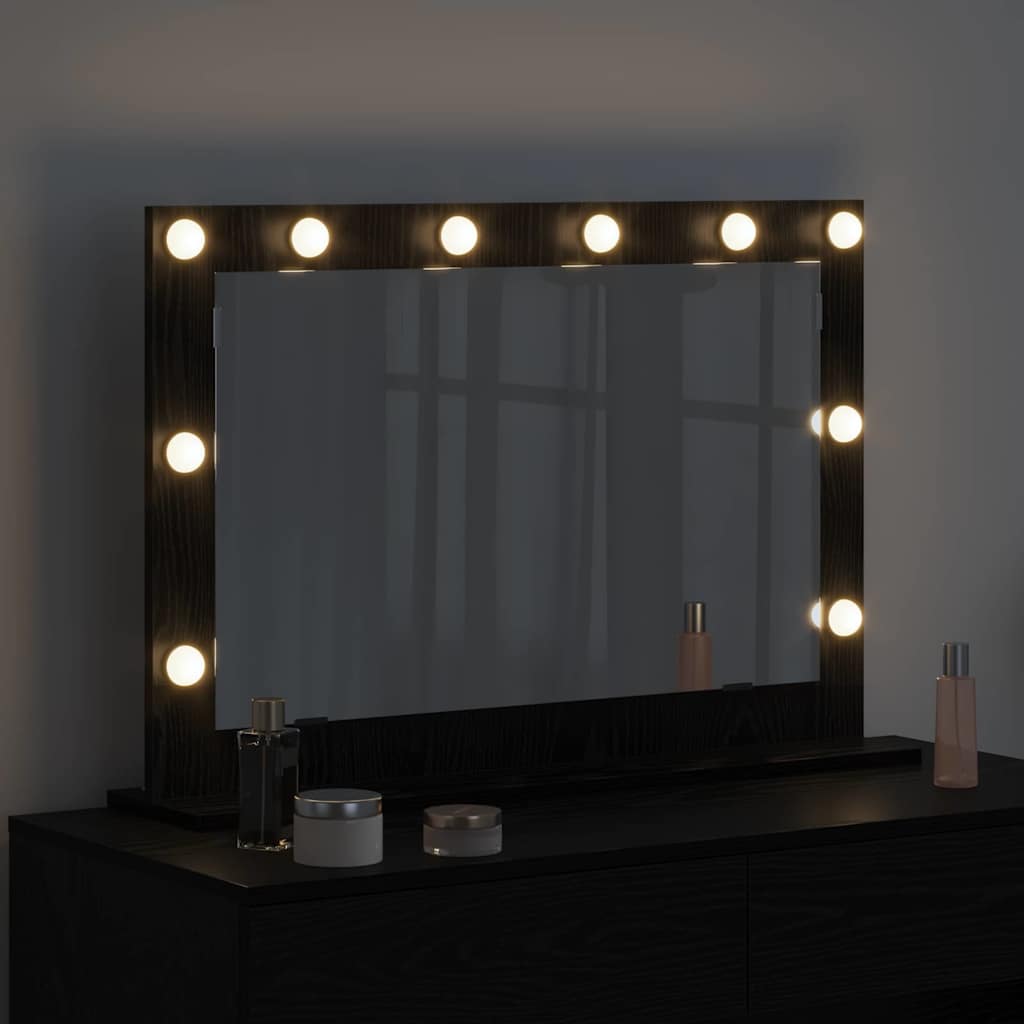 Specchio da Vanità Rettangolare Rovere Nero 80 x 15 x 18 cm