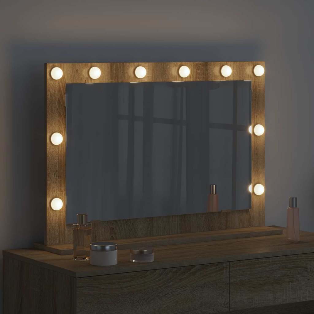 Specchio da Vanità Rettangolare Rovere Sonoma 80 x 55 x 18 cm | homemem39
