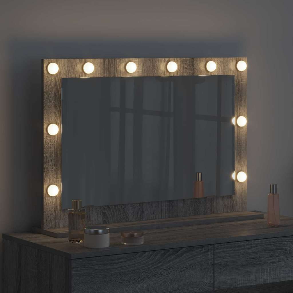 Specchio da Vanità Rettangolare Grigio Sonoma 80 x 55 x 18 cm | homemem39