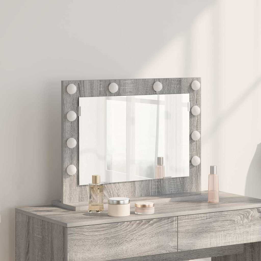 Specchio da Vanità Rettangolare Grigio Sonoma 60 x 45 x 18 cm | homemem39