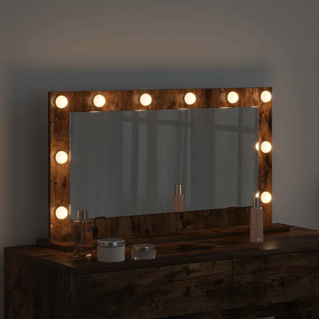 Specchio da Vanità Rettangolare Rovere fumé 80 x 45 x 18 cm | homemem39