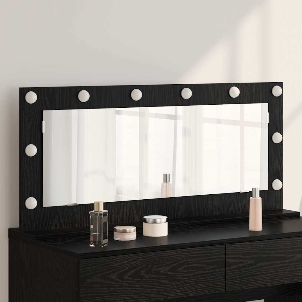 Specchio da Vanità Rettangolare Rovere Nero 100 x 45 x 18 cm