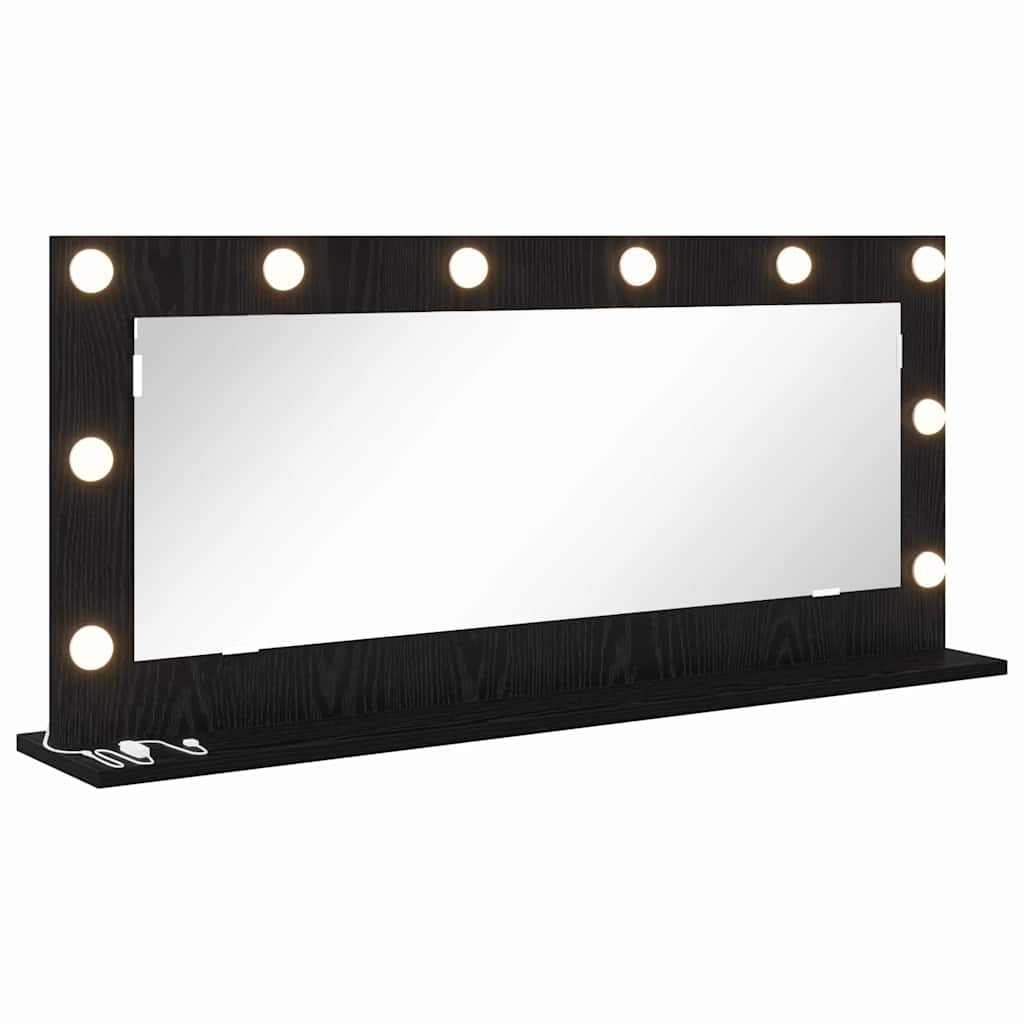 Specchio da Vanità Rettangolare Rovere Nero 100 x 45 x 18 cm