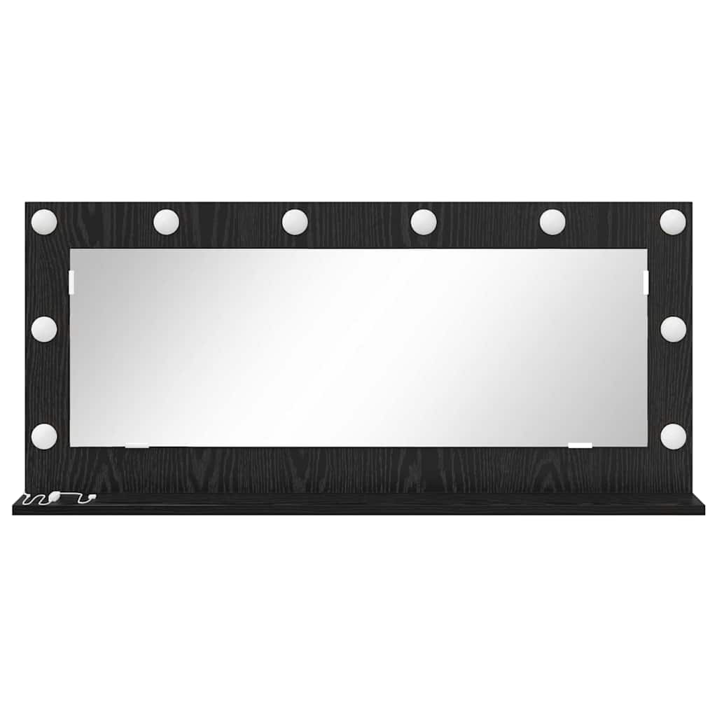 Specchio da Vanità Rettangolare Rovere Nero 100 x 45 x 18 cm