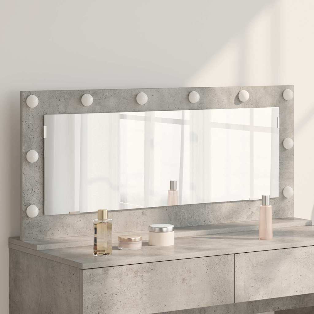Specchio da Vanità Rettangolare Grigio cemento 100 x 45 x 18 cm