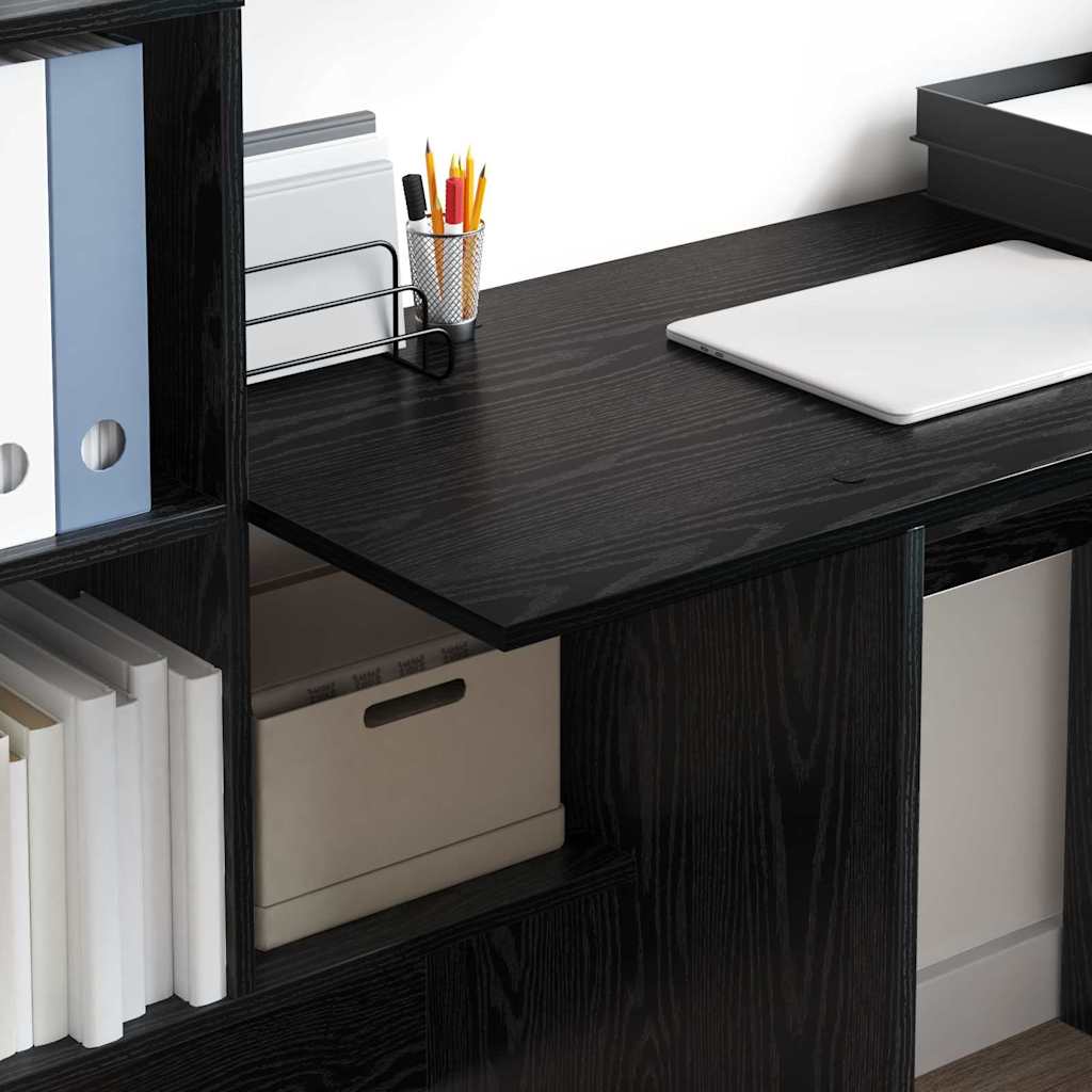 Scrivania Rovere Nero 131,5 x 50 x 106,5 cm Legno multistrato | homemem39