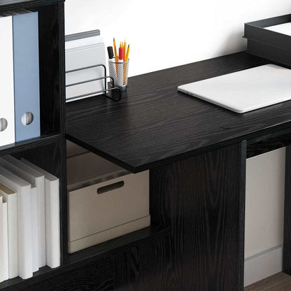 Scrivania Rovere Nero 131,5 x 50 x 106,5 cm Legno multistrato | homemem39