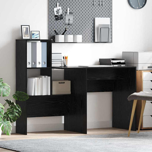 Scrivania Rovere Nero 131,5 x 50 x 106,5 cm Legno multistrato | homemem39