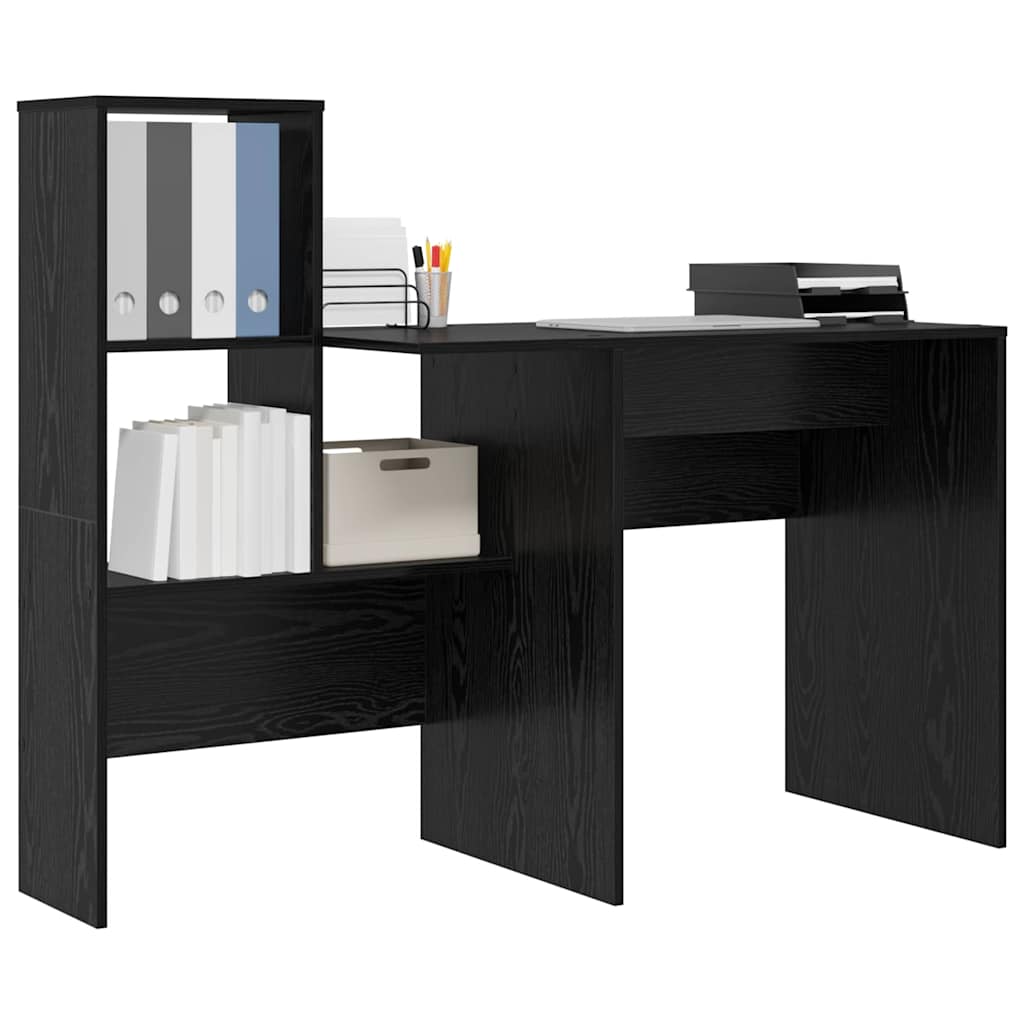 Scrivania Rovere Nero 131,5 x 50 x 106,5 cm Legno multistrato | homemem39