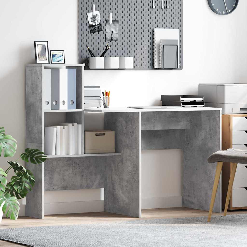 Scrivania con lo scaffale Grigio cemento 131,5 x 50 x 106,5 cm | homemem39