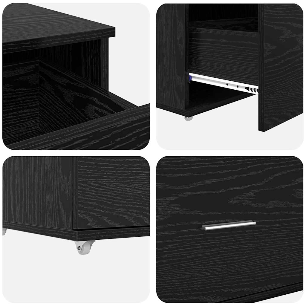 Mobile con Cassetti con ruota Rovere Nero 55 x 45 x 31 cm | homemem39