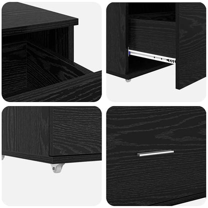 Mobile con Cassetti con ruota Rovere Nero 55 x 45 x 31 cm | homemem39