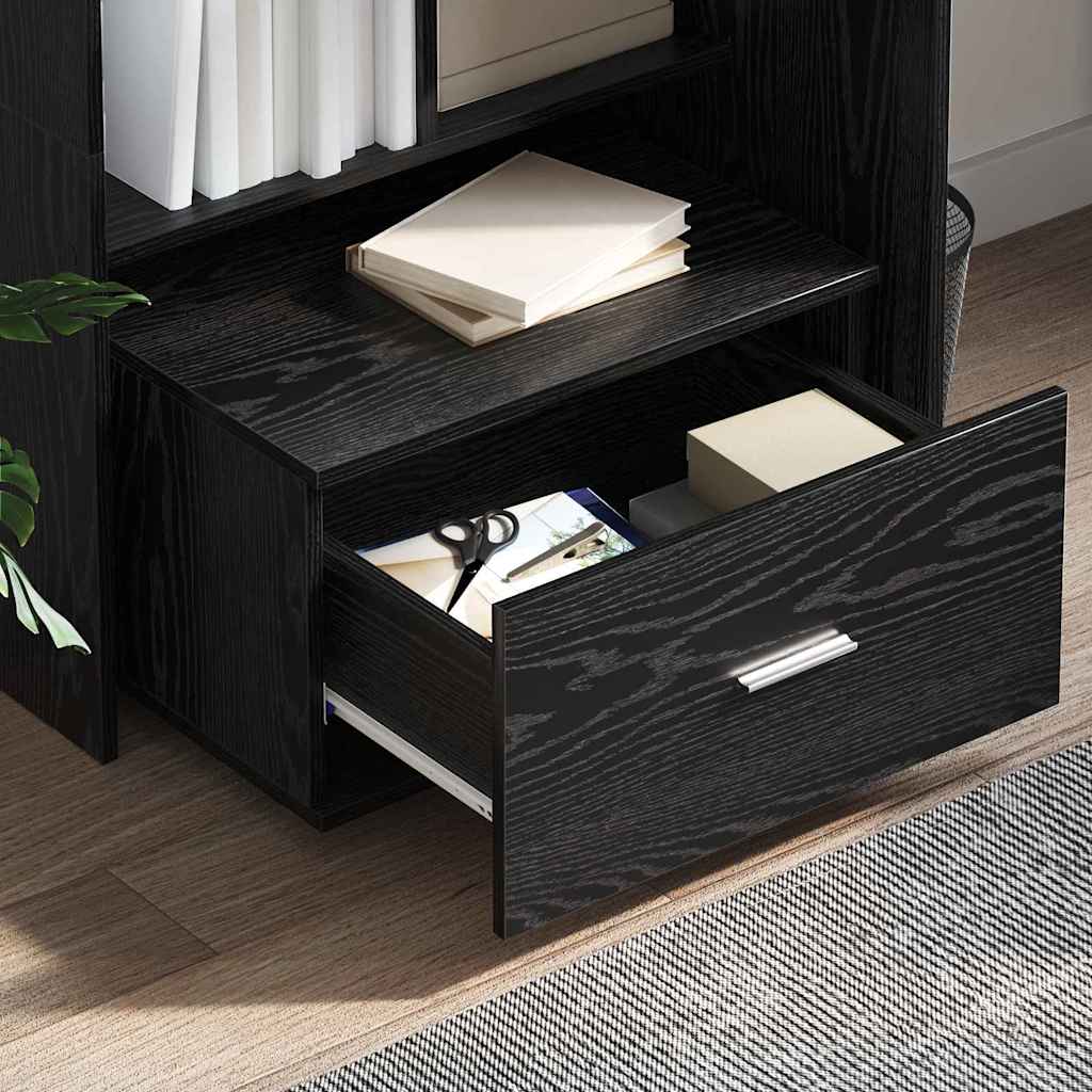 Mobile con Cassetti con ruota Rovere Nero 55 x 45 x 31 cm | homemem39