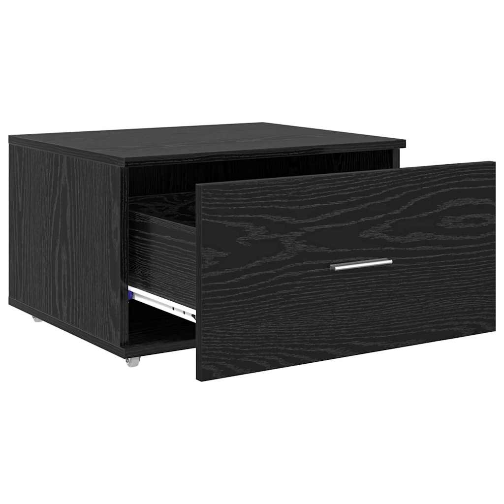 Mobile con Cassetti con ruota Rovere Nero 55 x 45 x 31 cm | homemem39