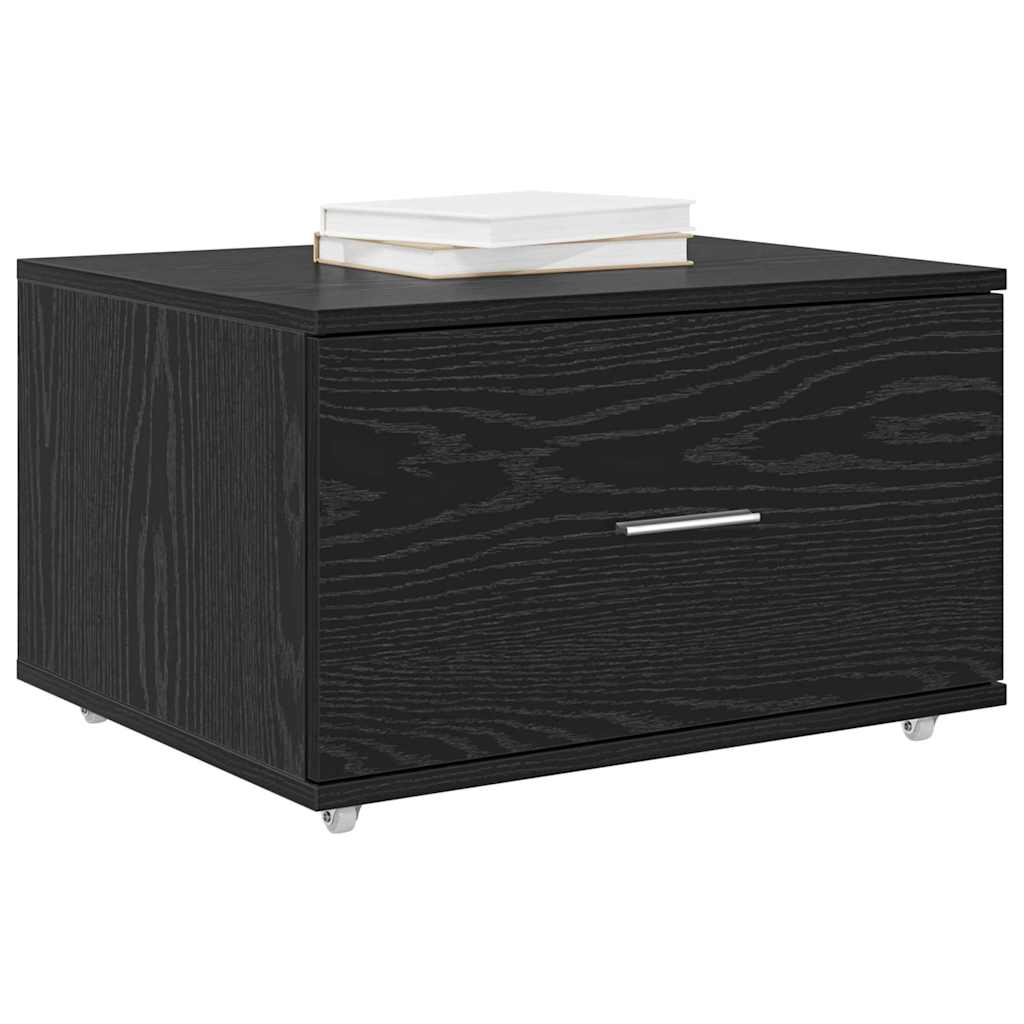 Mobile con Cassetti con ruota Rovere Nero 55 x 45 x 31 cm | homemem39
