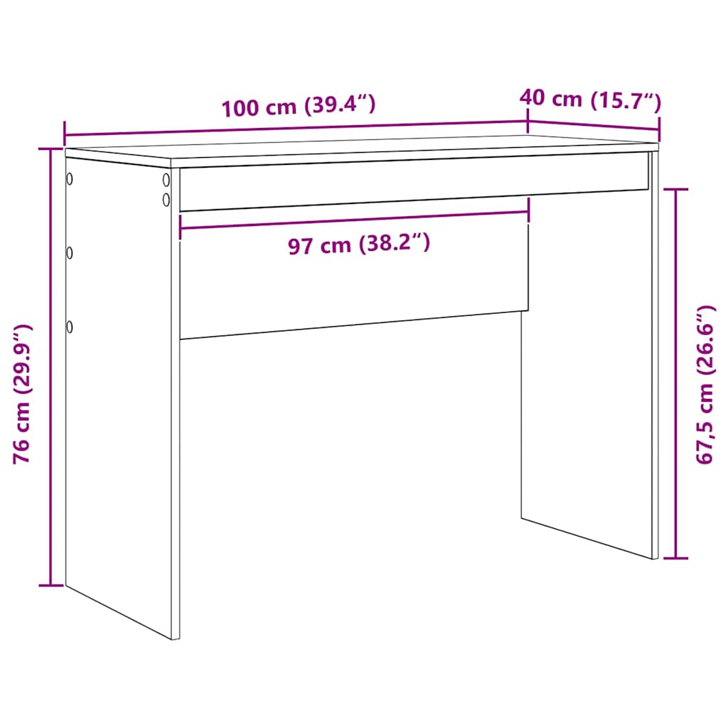 Scrivania Grigio cemento 100 x 40 x 76 cm - homemem39