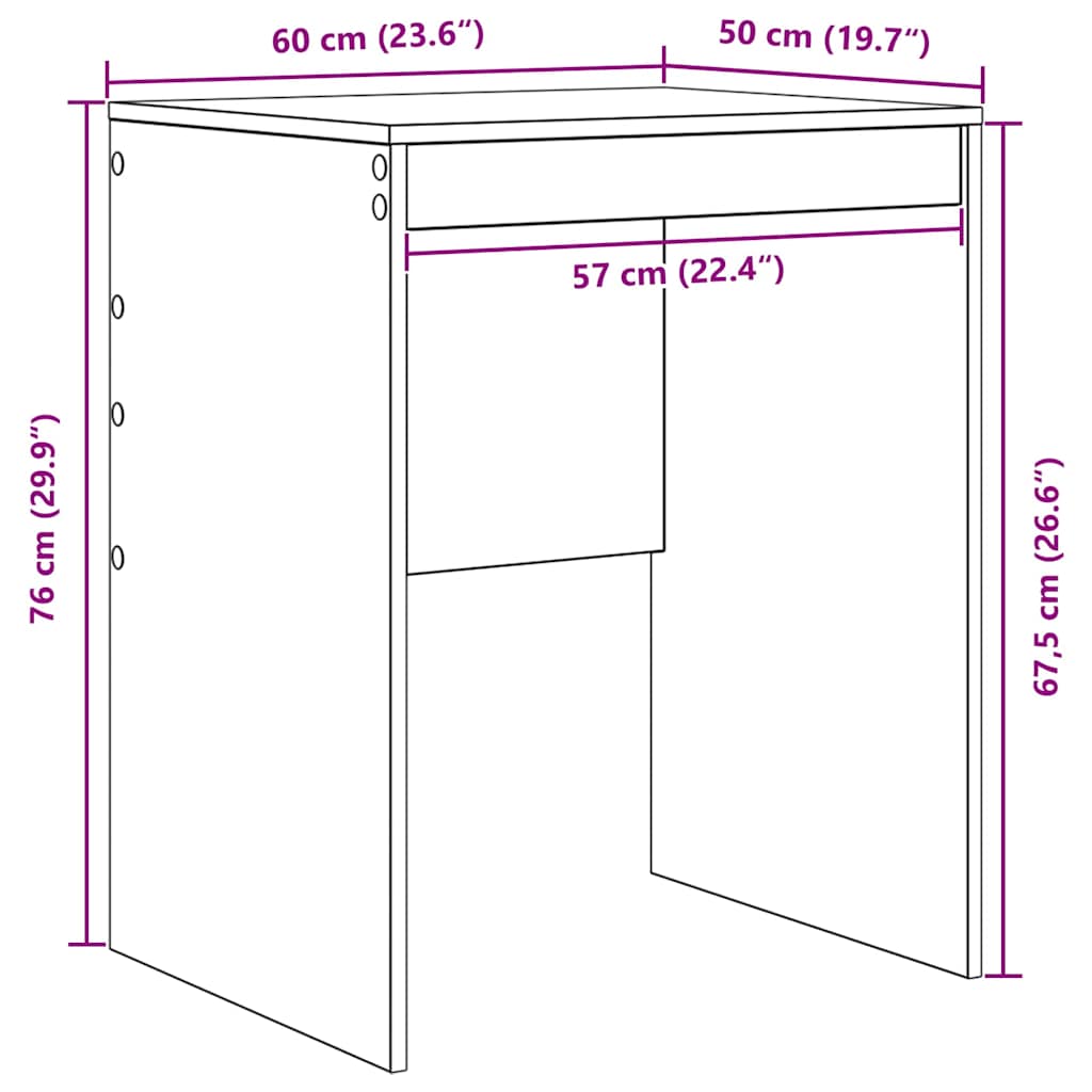 Scrivania Rovere Nero 60 x 50 x 76 cm | homemem39