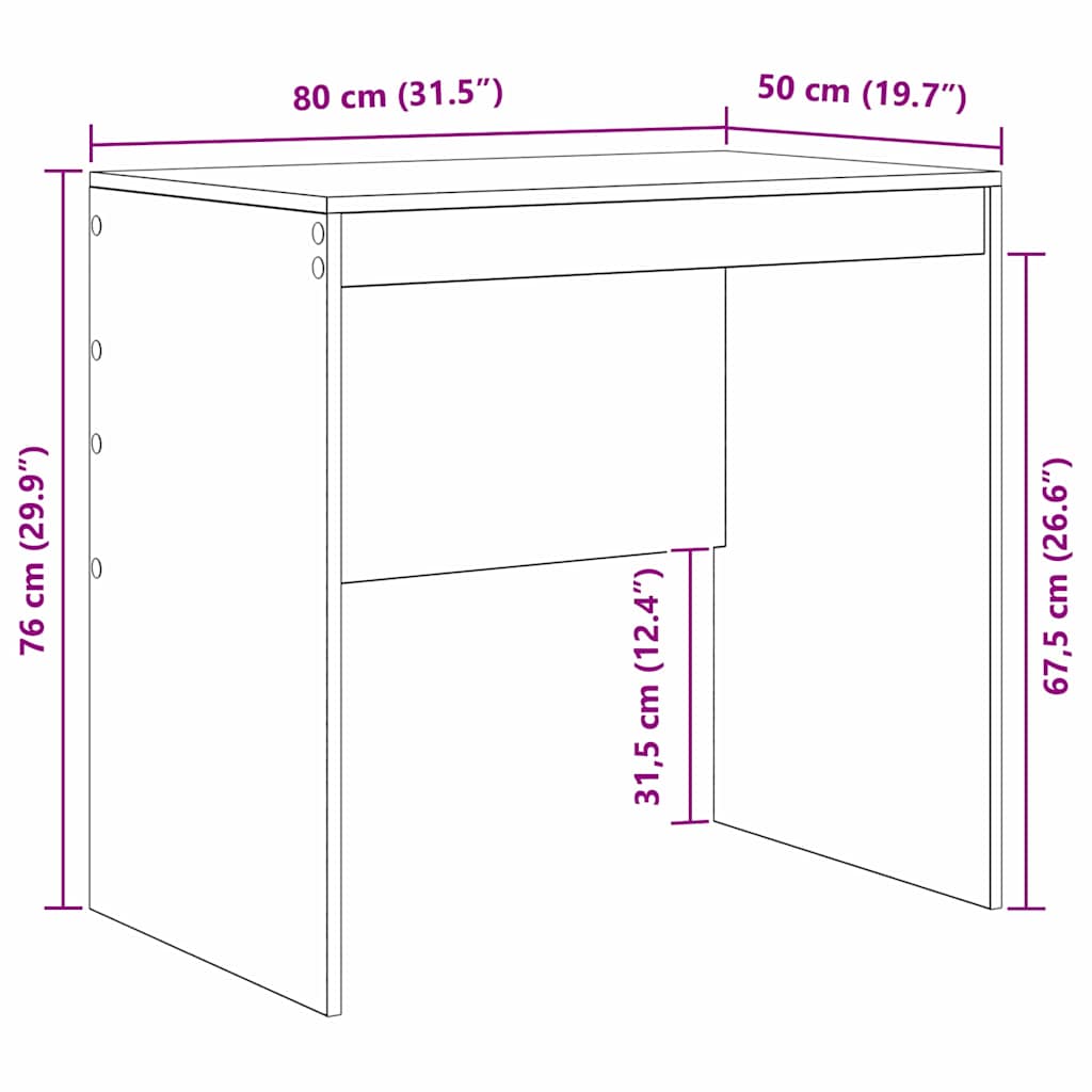 Scrivania Rovere Nero 80 x 50 x 76 cm | homemem39