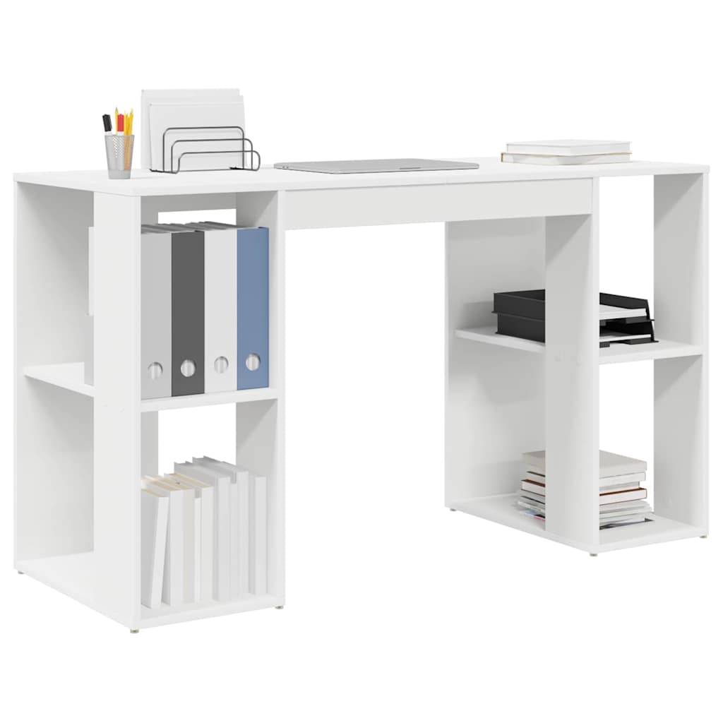 Scrivania con Storage con lo scaffale Bianco 130 x 50.5 x 75 cm