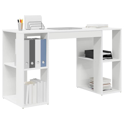 Scrivania con Storage con lo scaffale Bianco 130 x 50.5 x 75 cm