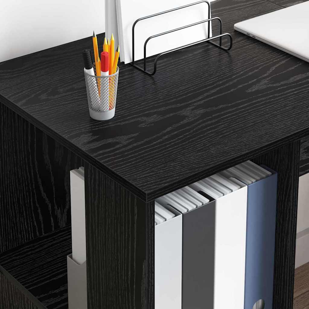 Scrivania Rovere Nero 130 x 50.5 x 75 cm Legno multistrato | homemem39