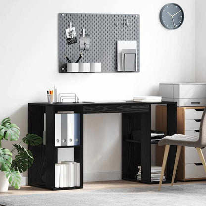 Scrivania Rovere Nero 130 x 50.5 x 75 cm Legno multistrato | homemem39