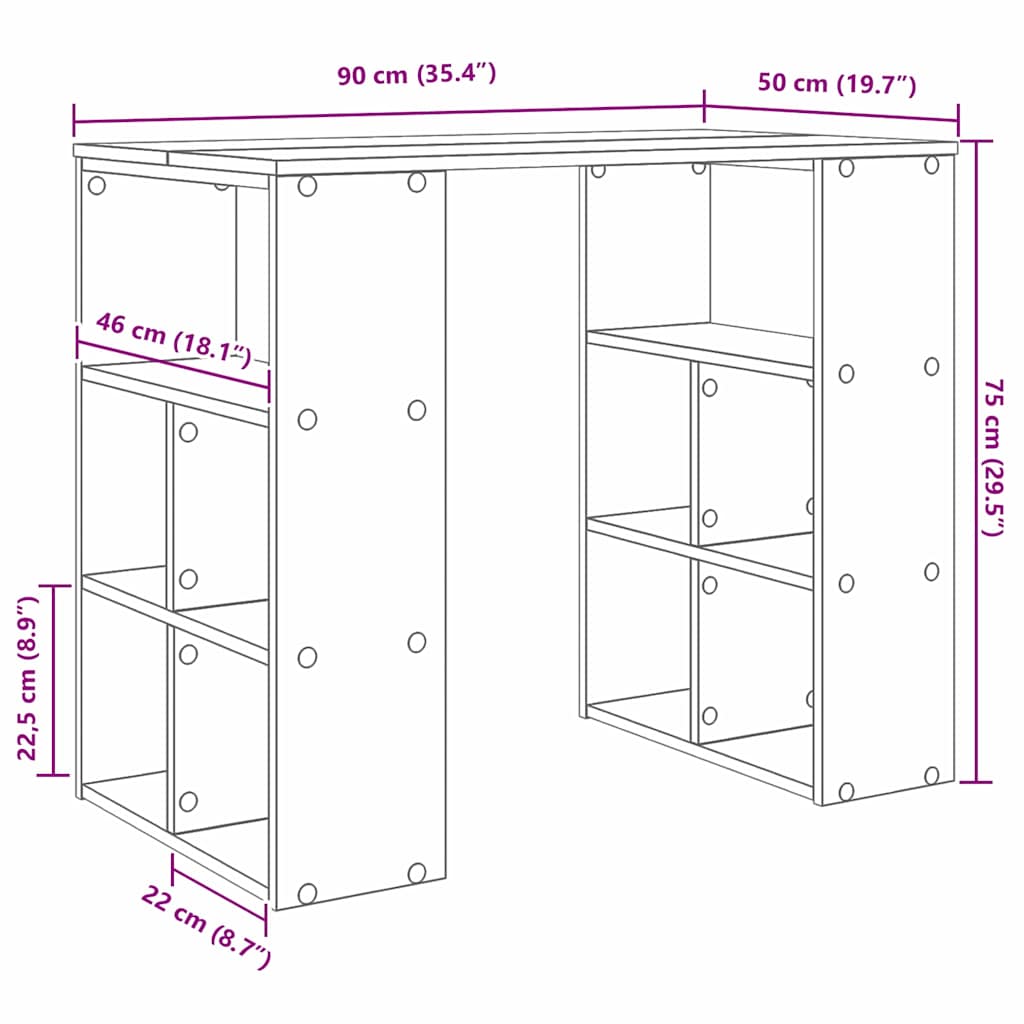 Scrivania Grigio cemento 90 x 50 x 75 cm Legno multistrato | homemem39